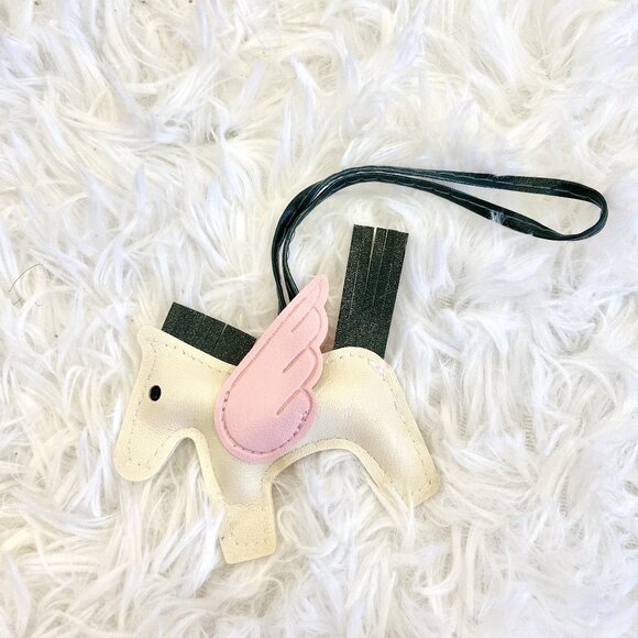 Cream and Pink Pegasus Horse Bag Charm or Keychain - Picture 2 of 3
